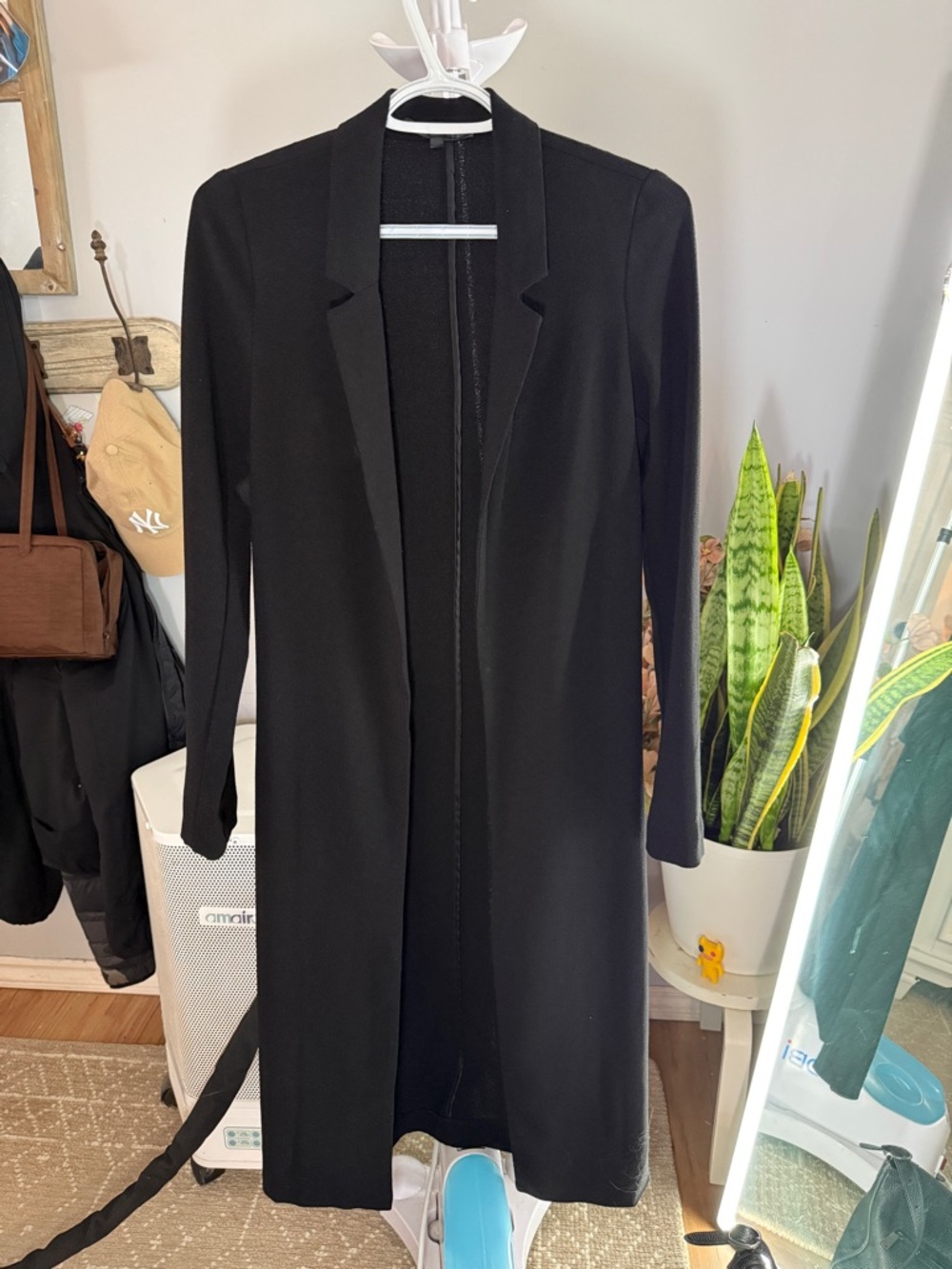 Dynamite Black Long Open-Front Blazer Coat